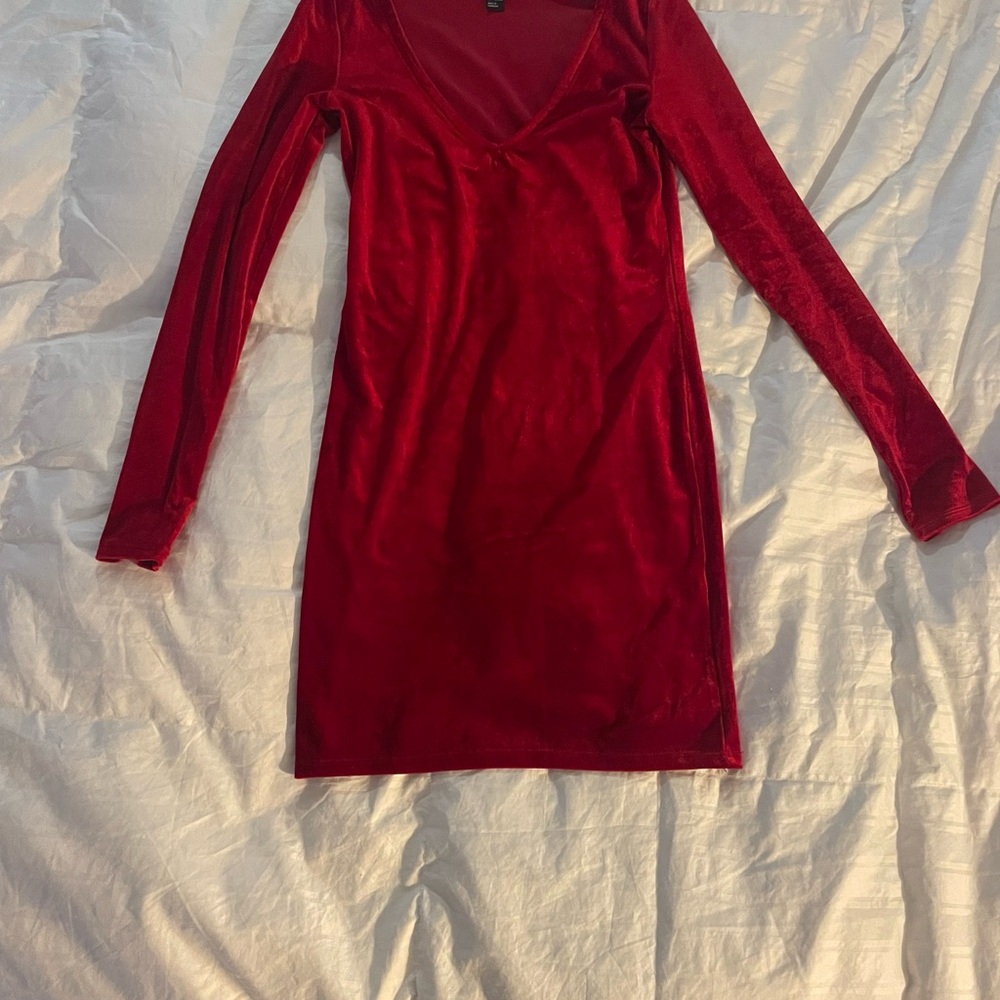 Forever 21 Deep Red Long Sleeve Dress
